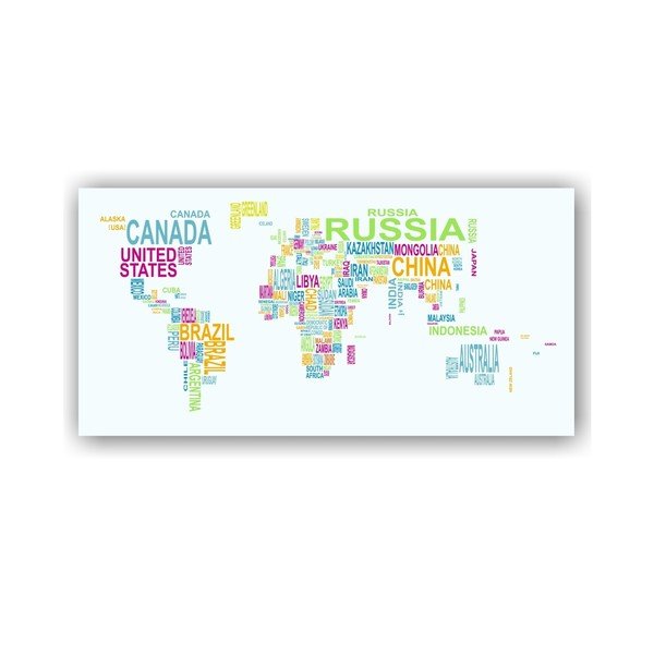 Nástěnná mapa světa na plátně Tomasucci Text World, 80 x 160 cm