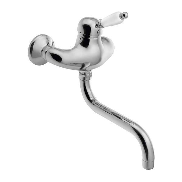 Nástěnná umyvadlová baterie ve stříbrné barvě (1 výstup) Kirké White – Sapho
