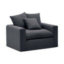 Antracitové lněné křeslo Nora – Kave Home