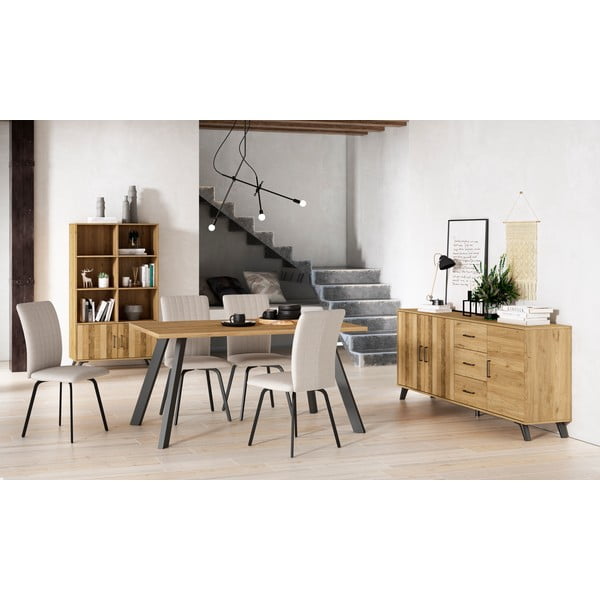 Knihovna v dekoru dubu v přírodní barvě 92x160 cm Nordic – Marckeric-image-4