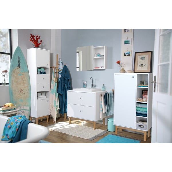Bílá závěsná skříňka s umyvadlem bez baterie 80x62 cm Color Bath – Tom Tailor-image-1