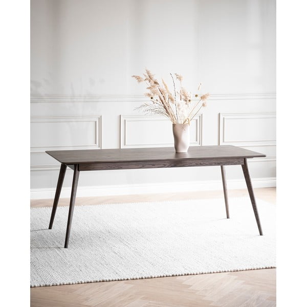 Tmavě hnědý rozkládací jídelní stůl v dekoru dubu 90x190 cm Yumi – Rowico-image-2