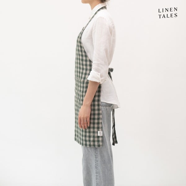 Lněná zástěra Forest Green Gingham – Linen Tales-image-2