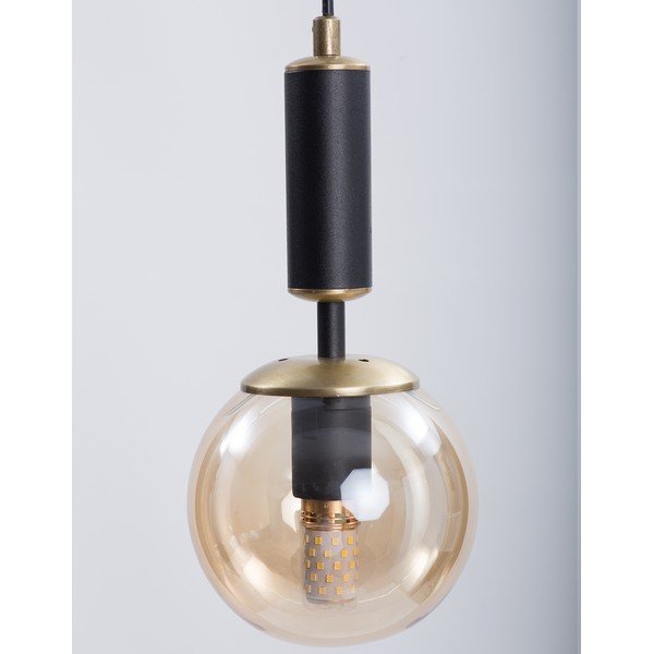 Žluto-černé závěsné svítidlo se skleněným stínidlem ø 15 cm Hector – Squid Lighting-image-1