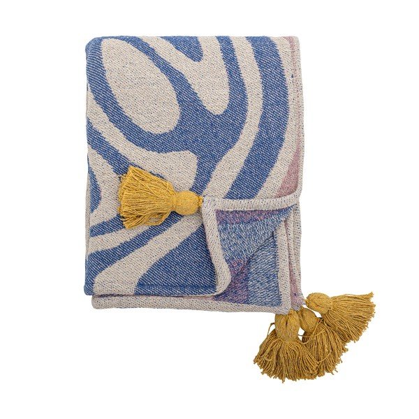 Modrá deka s příměsí bavlny 130x160 cm Arlie – Bloomingville