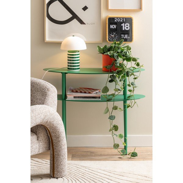 Zelený kovový konzolový stolek 28x90 cm Cool Retro – Leitmotiv-image-1