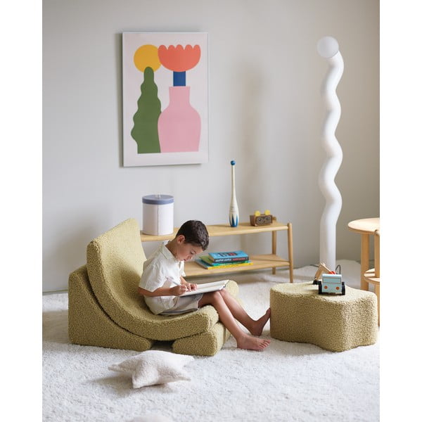 Zelené dětské křesílko z textilie bouclé Moon – Wigiwama-image-3
