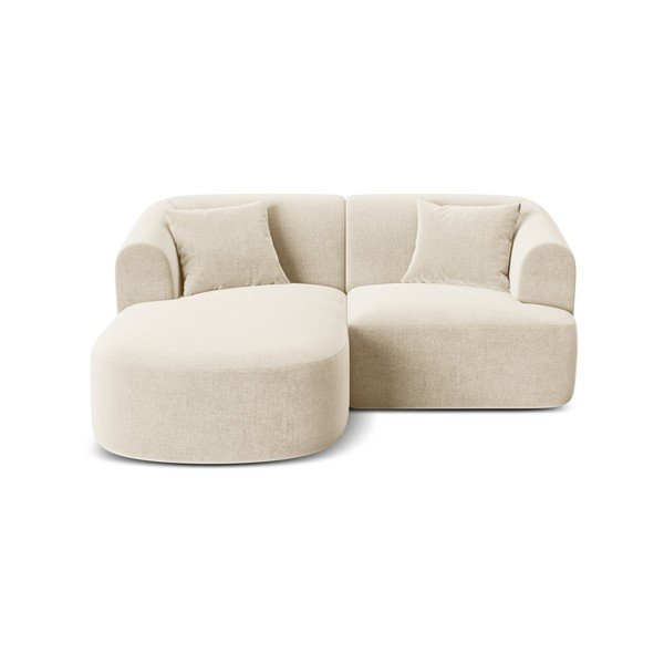 Béžová sametová rohová pohovka (levý roh/s lenoškou) Campi – Cosmopolitan Design