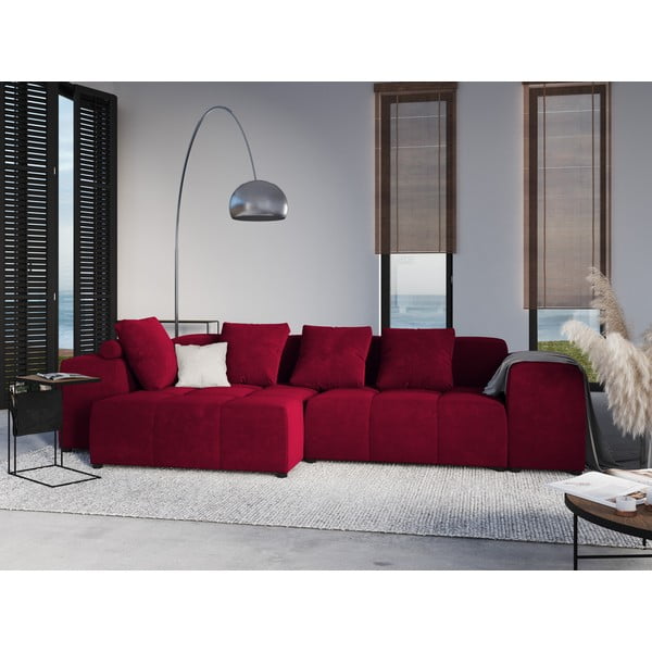 Červený sametový polštář k modulární pohovce Rome Velvet - Cosmopolitan Design-image-4