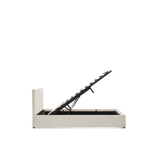 Béžová čalouněná dvoulůžková postel s úložným prostorem s roštem 160x200 cm Nahiri – Kave Home-image-2