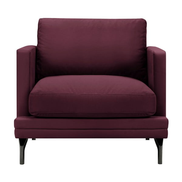 Bordeaux červené křeslo s podnožím v černé barvě Windsor & Co Sofas Jupiter