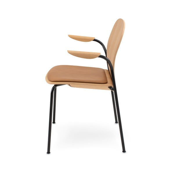 Koňakově hnědé/v přírodní barvě jídelní židle v sadě 2 ks s područkami/stohovatelné v dekoru dubu Book – Gazzda-image-2