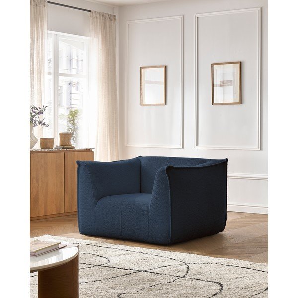 Tmavě modré křeslo z textilie bouclé Giorgia – Bobochic Paris-image-1