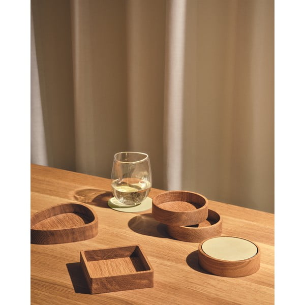 Dekorativní dřevěný úložný box v přírodní barvě 11x11x3 cm Square S – LIND DNA-image-1