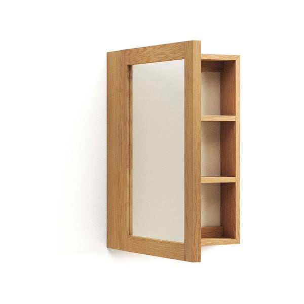 Závěsná koupelnová skříňka se zrcadlem z teakového dřeva v přírodní barvě 50x70 cm Plubia – Kave Home-image-2