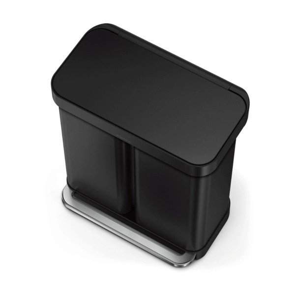 Matně černý ocelový odpadkový koš 34+24 l na tříděný odpad/nášlapný – simplehuman-image-4