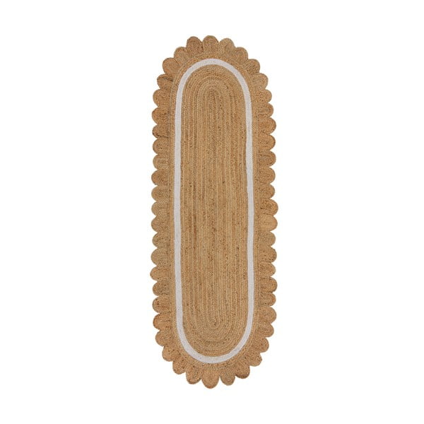 Ručně tkaný jutový běhoun v přírodní barvě/slonovinový 80x230 cm Grace White – Flair Rugs