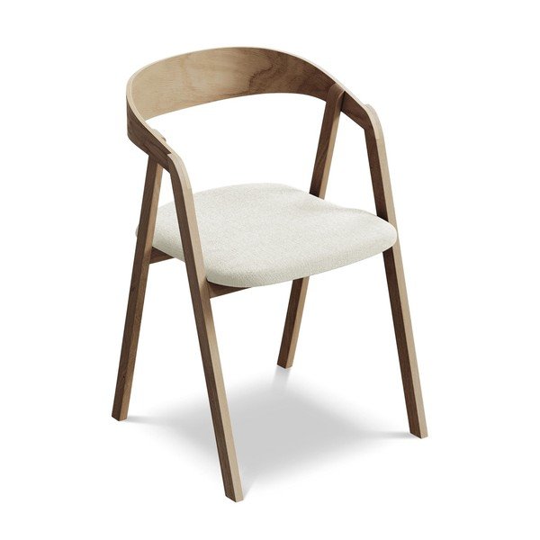 Krémové jídelní křeslo z masivního dřeva Erika – Makamii