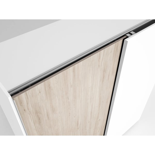 Bílá šatní skříň v dekoru dubu s posuvnými dveřmi 182x200 cm Sahara - Marckeric-image-3