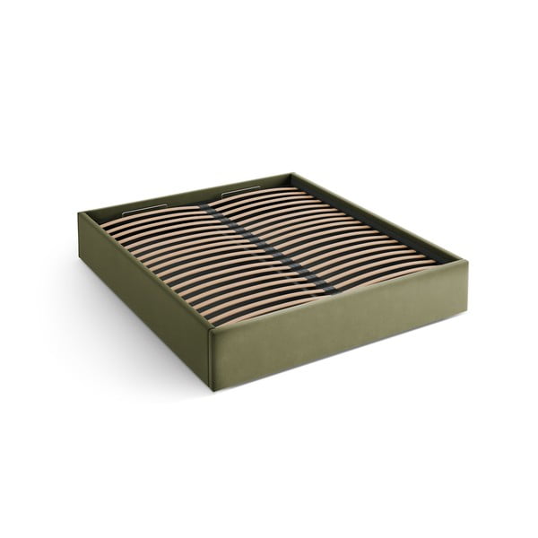 Zelená čalouněná dvoulůžková postel s úložným prostorem/bez čela s roštem 160x200 cm Susan – Micadoni 