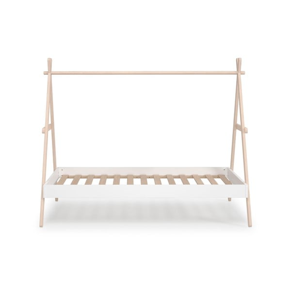 Bílá/přírodní domečková dětská postel z borovicového dřeva 90x200 cm Trufa – Marckeric