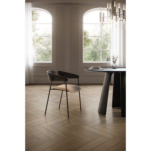 Černá/béžová čalouněná jídelní křesla v sadě 2 ks s područkami Cora – MOME-image-1