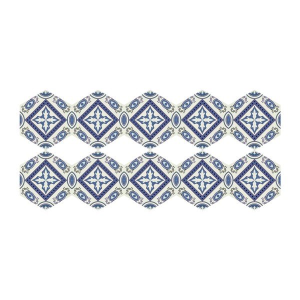 Sada 10 samolepek na podlahu Ambiance Floor Stickers Hexagons Leonardina, 40 x 90 cm