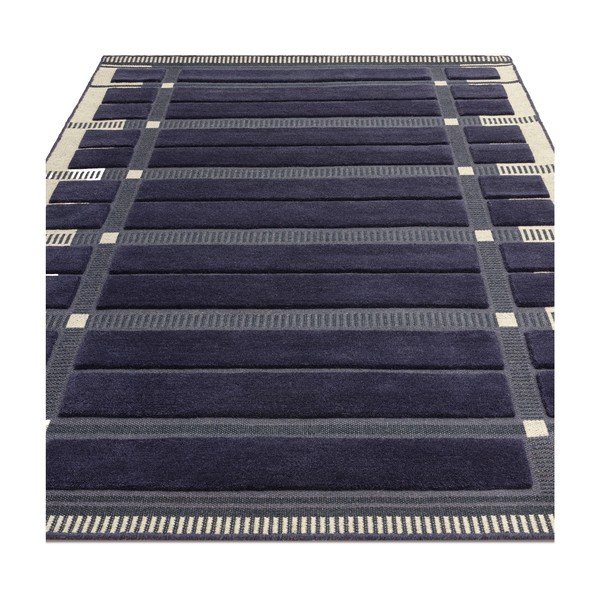 Tmavě modrý/béžový ručně tkaný vlněný koberec 120x170 cm – Asiatic Carpets-image-4