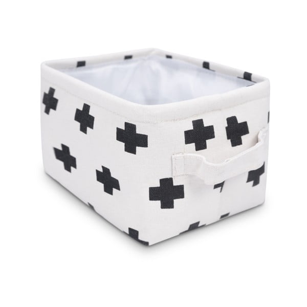Černo-bílý úložný košík KICOTI Cross, 20 x 16 cm-image-1