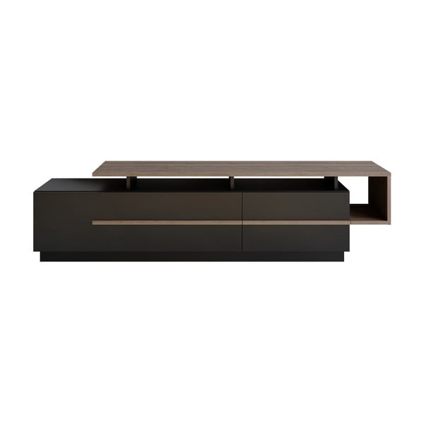 Černý TV stolek v dekoru ořechu 180x46 cm Pia – Kalune Design