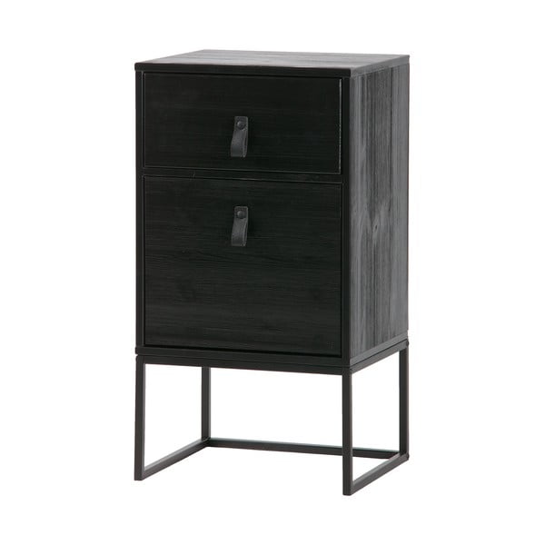 Černý noční stolek se zásuvkou a dvířky WOOOD Zola-image-2