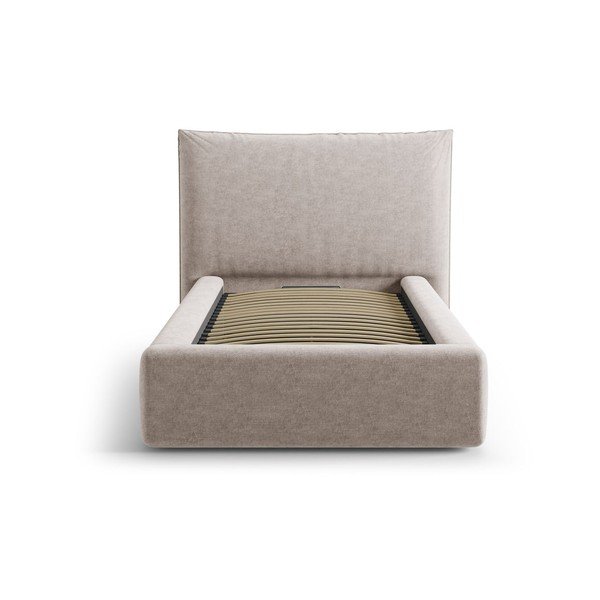 Béžová čalouněná jednolůžková postel s úložným prostorem s roštem 90x200 cm Kaelle – Micadoni -image-3