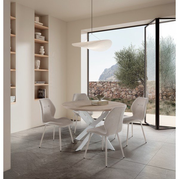 Krémové čalouněné jídelní židle v sadě 4 ks Ansu – Marckeric-image-1