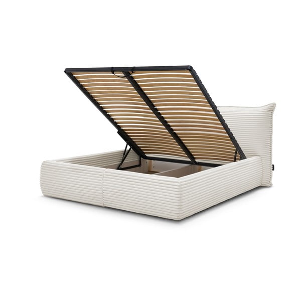 Béžová čalouněná dvoulůžková postel s úložným prostorem s roštem 180x200 cm Jade – Bobochic Paris-image-3