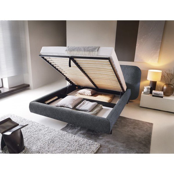 Modrá čalouněná dvoulůžková postel s úložným prostorem s roštem 160x200 cm Pointt – ELTAP-image-2