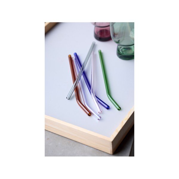 Skleněná brčka v sadě 4 ks s čistícím kartáčkem – Lyngby Glas-image-2