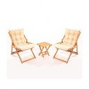 Zahradní lounge set z bukového dřeva v krémovo-přírodní barvě pro 2 – Floriane Garden