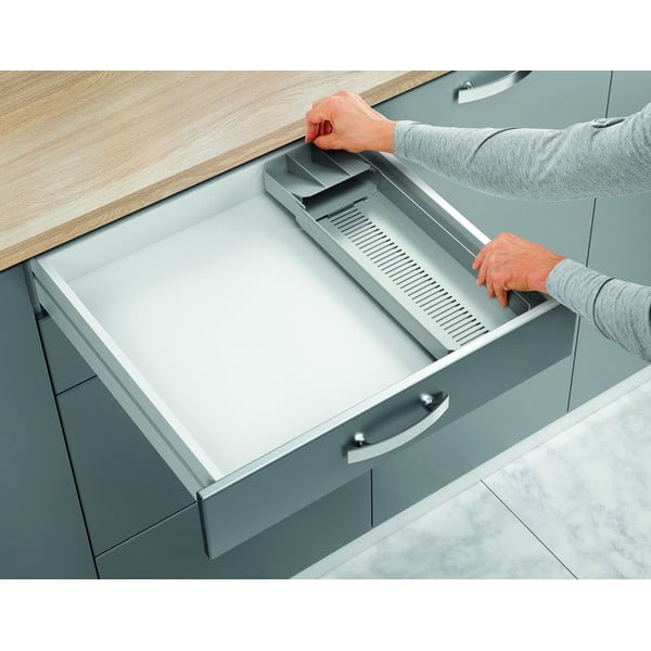 Šedý plastový příborník do zásuvky 15 x 49 cm – Metaltex-image-4