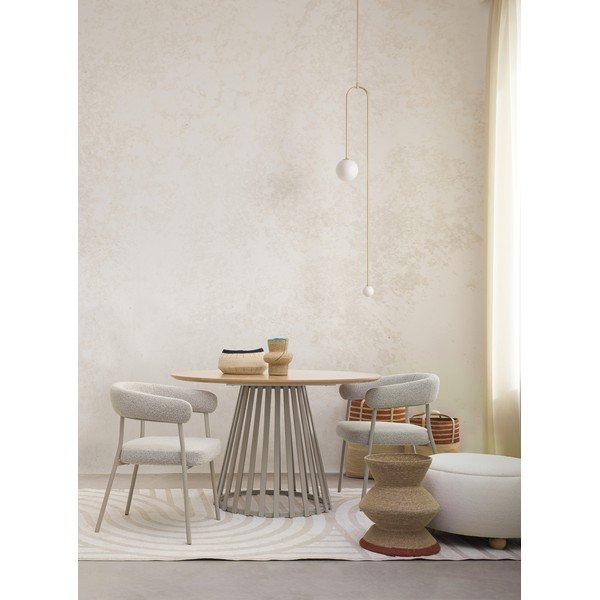 Krémový taburet z textilie bouclé Irisha – Bizzotto-image-1