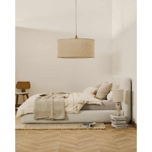 Béžová čalouněná dvoulůžková postel bez roštu 160x200 cm Martina – Kave Home-image-1