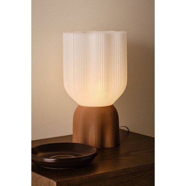 Bílá/hnědá plastová stolní lampa (výška 27 cm) Camier – Jotex-image-1