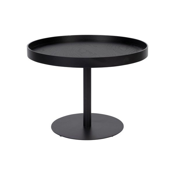 Černý kulatý konferenční stolek s deskou v dubovém dekoru ø 56 cm Yuri M – White Label