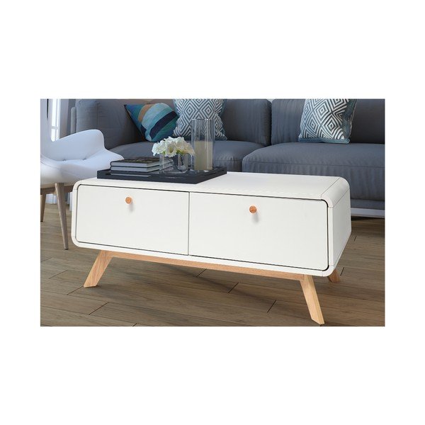 Bílý TV stolek 100x40 cm Cassie - Støraa-image-4