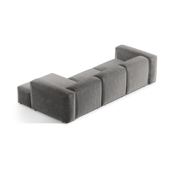 Světle šedá manšestrová rohová pohovka (pravý roh/s lenoškou) Bergamo – Cosmopolitan Design-image-4