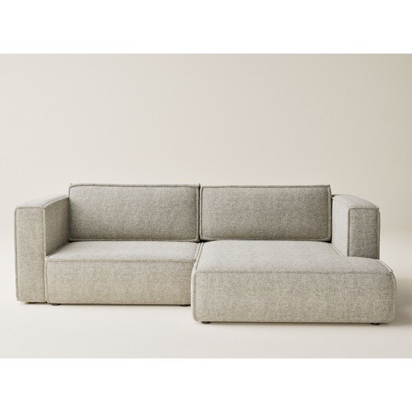 Béžová žinylková rozkládací/s úložným prostorem rohová pohovka (pravý roh/s lenoškou) Velto – Maison de Rêve-image-2