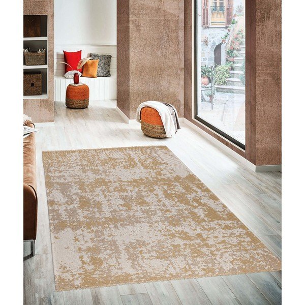 Žluto-béžový bavlněný koberec Oyo home Casa, 75 x 150 cm-image-1