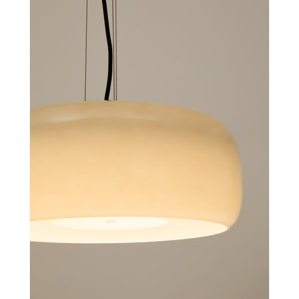 LED závěsné svítidlo šedobéžové se skleněným stínidlem ø 38 cm Reig – Kave Home-image-1