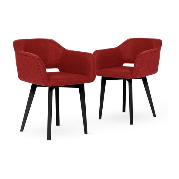 Sada 2 červených židlí s černými nohami My Pop Design Oldenburg