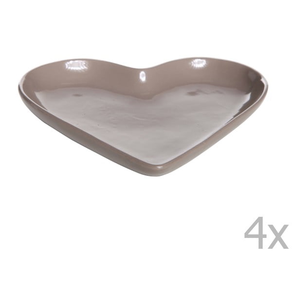 Sada 4 talířů ve tvaru srdce Heart, 22 cm