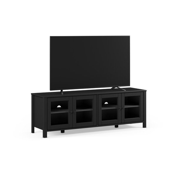 Černý TV stolek z borovicového dřeva 150x50x40 cm Alessandra – Marckeric-image-2